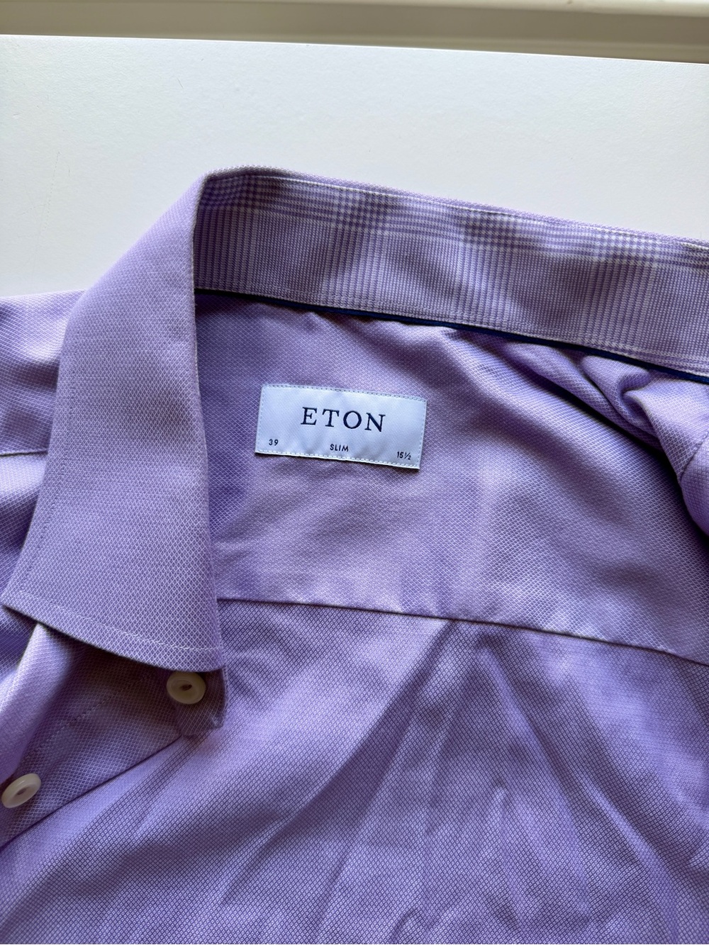 Eton Men's Slim fit Lavender Dress Shirt with Subtle Texture size 15 1/2